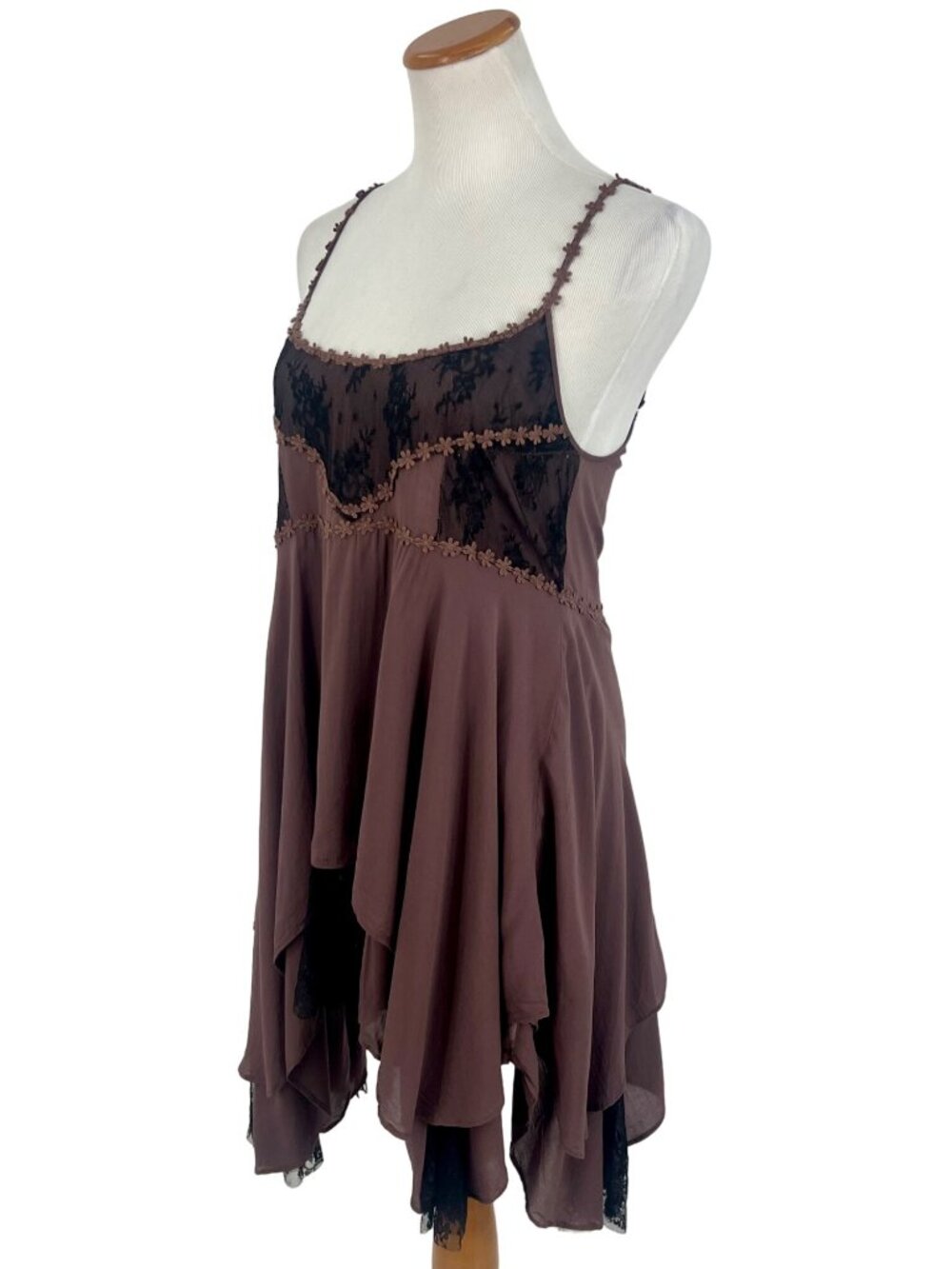 RARE Free People Pieced Together Layered Lace Slip Dress S | Boho Grunge Fairy - Picture 11 of 16